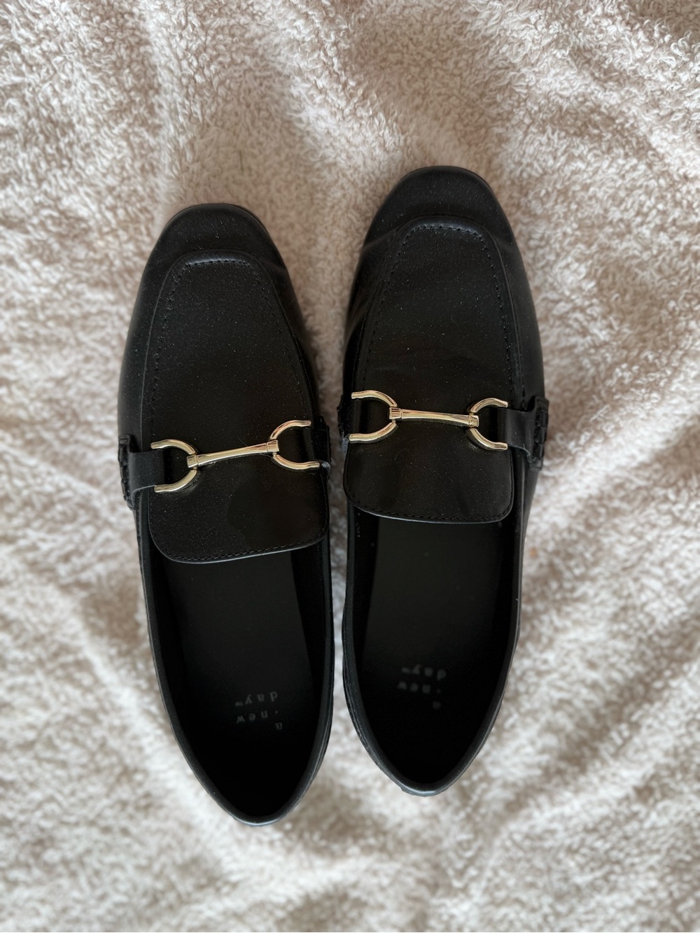 a new day Black Patent Loafers with Gold Bit